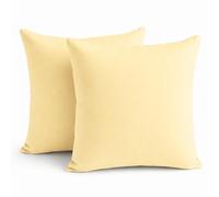 TIN DREAMS FACTORY | Lot de 2 Housses de Coussin 45x45 cm Jaune Pastel Unies - Déhoussables et lavables - Coussins Modernes - Fabriquées en Espagne - Décoration Maison, lit, canapé, Fauteuil