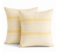 TIN DREAMS FACTORY | Lot de 2 Housses de Coussin 45x45 cm Jaunes avec Rayures - Déhoussables et lavables - Coussins Modernes - Fabriquées en Espagne - Décoration Maison, lit, canapé, Fauteuil