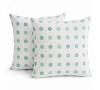 TIN DREAMS FACTORY | Lot de 2 Housses de Coussin 45x45 cm Mint Doux à Motifs Cercles - Déhoussables et lavables - Coussins Modernes - Fabriquées en Espagne - Décoration Maison, lit, canapé, Fauteuil