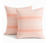 TIN DREAMS FACTORY | Lot de 2 Housses de Coussin 45x45 cm Orange avec Rayures - Déhoussables et lavables - Coussins Modernes - Fabriquées en Espagne - Décoration Maison, lit, canapé, Fauteuil
