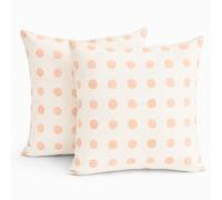 TIN DREAMS FACTORY | Lot de 2 Housses de Coussin 45x45 cm Orange Doux Motifs Cercles - Déhoussables et lavables - Coussins Modernes - Fabriquées en Espagne - Décoration Maison, lit, canapé, Fauteuil