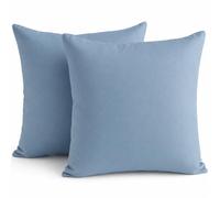 TIN DREAMS FACTORY | Lot de 2 Housses de Coussin 45x45 cm Tons Bleu Doux Unies - Déhoussables et lavables - Coussins Modernes - Fabriquées en Espagne - Décoration Maison, lit, canapé, Fauteuil