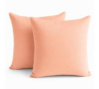 TIN DREAMS FACTORY | Lot de 2 Housses de Coussin 45x45 cm Tons Orange Doux Unies - Déhoussables et lavables - Coussins Modernes - Fabriquées en Espagne - Décoration Maison, lit, canapé, Fauteuil