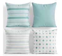 TIN DREAMS FACTORY | Lot de 4 Housses de Coussin 45x45 cm Tons Mint Doux - Déhoussables et lavables - Coussins Modernes - Fabriquées en Espagne - Décoration Maison, lit, canapé, Fauteuil