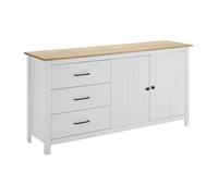 TINA - Buffet Bas 2 Portes 3 Tiroirs Bois Ciré et Blanc