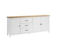 TINA - Buffet Bas 3 Portes 3 Tiroirs Bois Ciré et Blanc