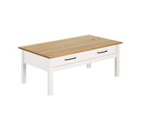 Table Basse Rectangulaire 1 Tiroir Bois Ciré et Blanc - TINA - ALTOBUY Blanc G