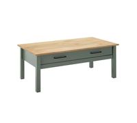 AltoBuy Tina - Table Basse Rectangulaire 1 Tiroir Bois Ciré et Vert
