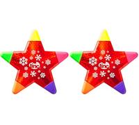 Tinc - Surligneur Flocon de Neige en Forme d'Étoile - Marqueur Multicolore 5 en 1 avec Teintes Rose Orange Vert Jaune Violet - Fourniture Scolaire Pratique pour École et Bureau - Rouge-Noël (Lot de 2)