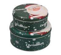 TINEASUR 2 Pièces Boîte de Noël en Fer Verte Grosse Capacité pour Biscuits et Chocolats, Rangement Utile Espace Généreux, Coffret Présent Créatif pour Fête de Noël