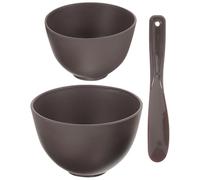 TINEASUR Bol en Silicone Noir Café Grand et Moyen Bâtonnet Mélangeur, Outil de Masque Facial Diy, Bol à Masque Souple Résistant la Chaleur, Accessoire pour Soins du Visage, Kit 3 Pièces