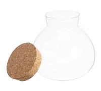 TINEASUR Bouteille en Verre Ronde sans Bavures et Facile à Nettoyer avec Bouchon en Liège pour Micro-Paysage pour Décoration Maison ou Rangement la Cuisine