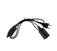 TINEASUR Câble D'alimentation pour Douille E27 avec Rallonge 1,8m en Pvc Noir, Contrôle par Bouton Unique, Adapté pour Lampes à Vis et Lampes D'exposition en Intérieur