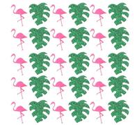 TINEASUR Confettis de Table en Tissu Non Tissé Thème Hawaïen Flamant Rose et Feuille Monstera, Décoration Légère pour Fêtes et Invitations