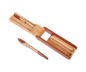 TINEASUR Ensemble de Stylos en Bois Joint Élégant avec Boîte en Bois, Stylo-plume et Stylo à Bille pour Bureau et École, Expérience D'écriture Fluide et Portable