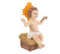 TINEASUR Figurine Bébé en Matériau Synthétique, Statue Assise Décorative | Peinte à Main, avec Lumière, Ornement de Bureau ou Église, Pièce de Collection Artistique
