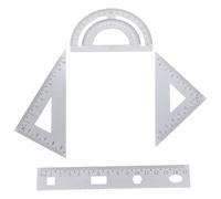 TINEASUR Kit de Règles Géométriques en Alliage D'aluminium Argenté Rapporteur Triangulaire et Règle Graduée, Outil de Dessin Précis pour Usage Scolaire et Bureau