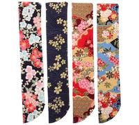 TINEASUR Manchon D'éventail Pliant en Brocart de Soie 4pcs, Support de Rangement Élégant et Facile à Transporter, pour Mariages et Fêtes Style Japonerie