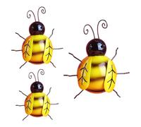 TINEASUR Pendentif Mural en Fer D'abeille Jaune 3pcs Ornement Rustique pour Décoration Extérieure de Jardin Unique et Créative