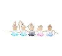 TINEASUR Pendentif Suspendu pour Maison et Bureau Flacon de Parfum Rechargeable en Verre et Bois Corde, Lot de 5pcs, Diffusion de Parfum et Prévention des Fuites Couleur Aléatoire