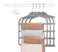 Tinfol 4 Paquets Cintres en Velours pour Pantalons et Jeans, Organiseur de Placard Multi-Couches Gris