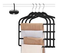 Tinfol Cintre de Pantalon, 4pc Cintres en Velours Noir avec Crochets, cintres à Plusieurs Niveaux pour Pantalons Ultra-Fins, cintres pour Placard, Rangement et Organisation