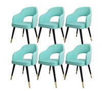 TINGMIAN Lot de 6 fauteuils de salle à manger moderne pour salle à manger de cuisine, chaises de salon, chaises de bureau de style médiéval, pieds en métal, vert menthe