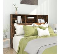 Tino Tech Tête De Lit avec Rangement 140x19x103,5 cm Chêne Fumé - Armoire en Bois, Bibliothèque Murale, Accessoire De Lit pour Chambre à Coucher