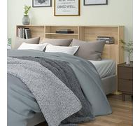 Tino Tech Tête De Lit avec Rangement 220x19x103,5 cm Chêne Sonoma - Armoire en Bois, Bibliothèque Murale, Accessoire De Lit pour Chambre à Coucher