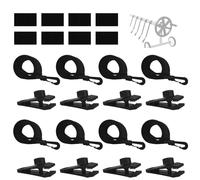 Tinoaly 24pce Kit Fixation pour Enrouleur Bâche Solaire Piscine, Sangles pour Bâche Solaire de Piscine Creusée Comprend 8 Sangles à Crochets Clips et 8 Attaches Auto-Agrippantes