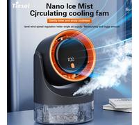 TINSOL Nouveau Mini Ventilateur Électrique Compact avec Brumisateur Monotrou Climatiseur Rafraîchissant Humidificateur Circulateur d'Air 360° ° Ajustable noir
