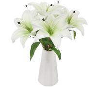 Tinsow Lot de 6 lys artificiels au toucher réaliste pour mariage, maison, fête, jardin, magasin, bureau, décoration de Pâques (blanc, 6)