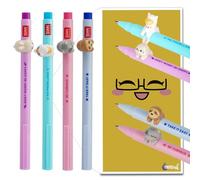 Tinte Ink Legami Lovely Friends Stylo à encre gel, lot de 4 avec enveloppe cadeau, choisissez un design mignon. (Chaton, paresseux, lapin et lama)