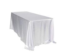 TINWARM Nappe Rectangulaire en Satin 145x320cm Blanc pour Décoration de Mariage/Fête d'anniversaire/Événements, 100% Polyester