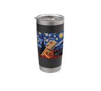 Tiny Dinosaur Kids Beardie Starry Night Bearded Dragon Lover Gobelet isotherme en acier inoxydable double paroi