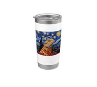 Tiny Dinosaur Kids Beardie Starry Night Bearded Dragon Lover Gobelet isotherme en acier inoxydable double paroi