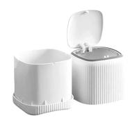 Tiny Trash Can - Recycling Bins, Waste Container With Lid, Small Desk Trash Can, White Wastebasket | For Home Kitchen Bedroom Laundry Dressing Table Dorm Workshop Car