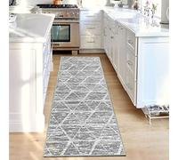 Tinyboy-hbq Tapis de Cuisine antidérapant Lavable Moquette Long Doux Gris Tapis Cuisine Devant evier pour Chambre à Coucher couloirs Salon Cuisine (Ivoire/Gris, 80 x 250 cm)