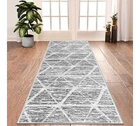 Tinyboy-hbq Tapis de Cuisine antidérapant Lavable Moquette Long Doux Gris Tapis Cuisine Devant evier pour Chambre à Coucher couloirs Salon Cuisine (Ivoire/Gris, 80 x 200 cm)