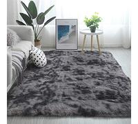 Tinyboy-hbq Tapis de Sol, Grand Tapis, Tapis de Chambre Doux, antidérapant, Pelucheux, Shaggy intérieur Chambre d'enfant Tapis de Sol Doux, pour la décoration de la Maison (Noir Gris, 80 x 120 cm)