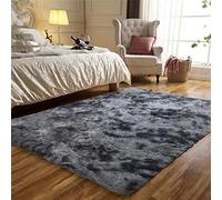 Tinyboy-hbq Tapis Moderne et Doux Tapis de Salon à Poils Longs et Antidérapant (Gris Noir, 80 * 200cm)