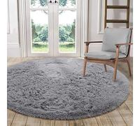 Tinyboy-hbq Tapis Rond Salon Tapis Chambre Rond Moderne Design Shaggy Poils Longs Interieur Décor Ultra Doux De Peluche De Pièce De Maison De Pépinière(Gris❍ 140cm)
