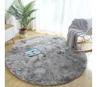 Tinyboy-hbq Tapis Rond Salon Tapis Chambre Rond Moderne Design Shaggy Poils Longs Interieur Décor Ultra Doux De Peluche De Pièce De Maison De Pépinière(Gris Blanc❍ 100cm)