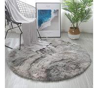 Tinyboy-hbq Tapis Rond Salon Tapis Chambre Rond Moderne Design Shaggy Poils Longs Interieur Décor Ultra Doux De Peluche De Pièce De Maison De Pépinière(Gris Blanc❍ 140cm)