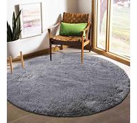 Tinyboy-hbq Tapis Rond Salon Tapis Chambre Rond Moderne Design Shaggy Poils Longs Interieur Décor Ultra Doux De Peluche De Pièce De Maison De Pépinière(Gris❍ 160cm)