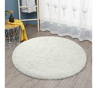 Tinyboy-hbq Tapis Rond Salon Tapis Chambre Rond Moderne Design Shaggy Poils Longs Interieur Décor Ultra Doux De Peluche De Pièce De Maison De Pépinière(Blanc,❍ 100cm)