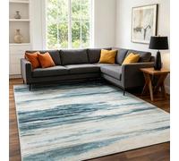 Tinyboy-hbq Tapis Salon Moderne Doux Tapis Chambre à Poils Courts Grand Tapis Antidérapant Motif Rayé (Bleu Abstrait, 160 x 200 cm)