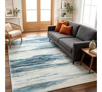 Tinyboy-hbq Tapis Salon Moderne Doux Tapis Chambre à Poils Courts Grand Tapis Antidérapant Motif Rayé (Bleu Abstrait, 200 x 300 cm)