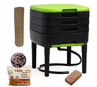 TinyWorm Design & Compact I Lombricomposteur 3 Plateaux I 500gr de vers de Compost I Kit Complet I Tiroir Coulissant I Pieds Plastique