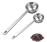 tiokin Lot de 2 doseurs à café 1 & 2 de 15 ml et 30 ml avec long manche, cuillères à soupe en acier inoxydable, 1 cuillère à soupe et 2 cuillères à soupe pour café, lait, fruits en poudre